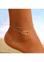 Golden Heart Layered Metal Detail Anklet