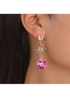 Halloween Artificial Zircon Gold Heart Design Earrings