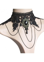 Halloween Design Black Lace Stitching Necklace