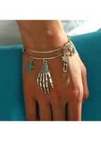 Halloween Skeleton Hand Silvery White Star Detail Bracelet