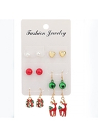 Heart Elk Pearl Detail Multi Color Earring Set
