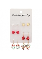 Heart Pearl Metal Detail Multi Color Earring Set