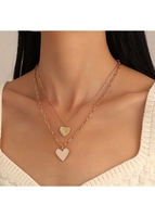 Heart Pendant Metal Detail Gold Layered Necklace
