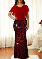 Hot Stamping V Back Mermaid Dress