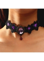 Lace Stitching Purple Halloween Design Necklace