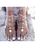 Layered Silver Coin Decoration Anklet for Lady