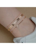Leaf Chain Design Metal Detail Gold Anklet Set