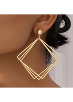 Metal Detail Gold Geometric Design Earrings