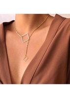 Metal Detail Gold Geometric Design Necklace