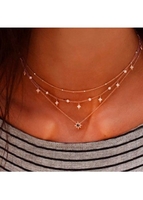 Metal Gold Brown Star Detail Necklace