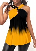 Ombre Yellow Cross Front Tank Top