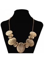 Oval Design Alloy Detail Gold Necklace