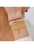Pearl Design Glass Detail Gold Bracelet Set