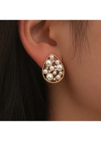 Pearl Design Waterdrop Detail Gold Earrings