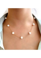 Pearl Design White Metal Detail Necklace
