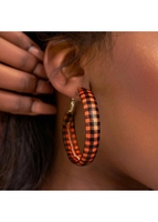 Plaid Alloy Orange Round Design Earrings