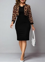 Plus Size Leopard Cardigan and Bodycon Dress
