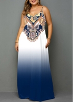 Plus Size Ombre Paisley Print Maxi Dress