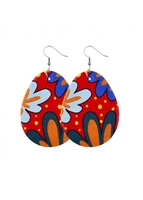 Printed Easter Waterdrop Faux Leathe Earrings