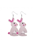 Rabbit Design Heart Detail Light Pink Easter Earrings