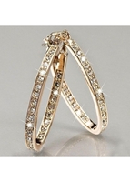 Rhinestone Design Circle Detail Gold Earrings