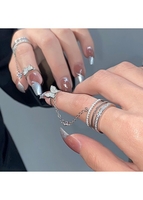 Rhinestone Detail Butterfly Design Silver Ring