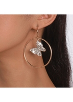 Rhinestone Detail Gold Butterfly Design Earrings
