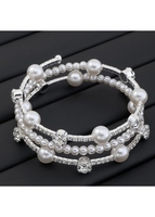 Rhinestone Silvery White Pearl Design Bangle