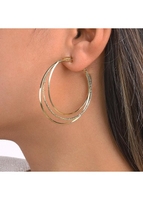 Round Design Alloy Detail Gold Earrings