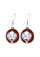 Round Design Halloween Detail Deep Red Earrings