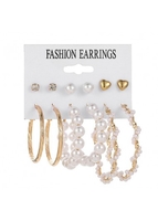 Round Pearl Design Gold Earring Set