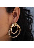 Round Shape Golden Metal Detail Earrings
