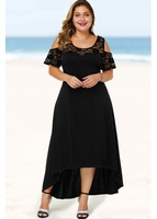 Ruffle Sleeve Plus Size Lace Stitching Dress