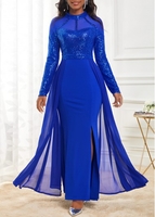 Sapphire Blue Plus Size Maxi Bodycon Dress