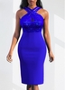 Sequin Cross Front Royal Blue Dress