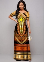 Short Sleeve Tribal Print Round Neck Dress
