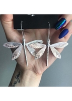 Silver Dragonfly Design Metal Detail Earrings