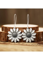 Silver Flower Design Metal Detail Earrings
