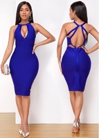Sleeveless Cutout Front Strappy Back Bodycon Dress