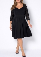 Sweetheart Neckline Lace Stitching Plus Size Dress