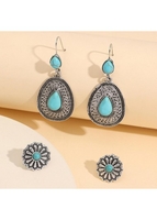 Teardrop Bohemian Silvery White Earring Set