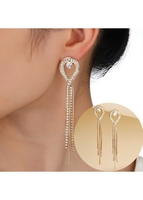 Teardrop Design Metal Detail Gold Earrings
