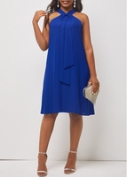 Tie Front Royal Blue Chiffon Dress