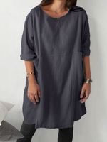 3/4 Sleeve Crew Neck Cotton-Blend T-shirt