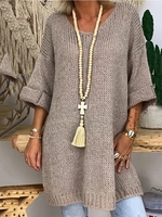 3/4 Sleeve Knitted Solid T-Shirts