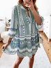 3/4 Sleeve V Neck A-Line Boho Boho Dresses - Noracora