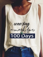 A-Line Letter Crew Neck Sleeveless Tanks & Camis - Noracora