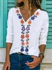 Abstract Casual V Neck Causal Tops
