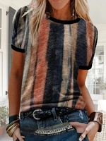 Abstract Short Sleeve Cotton T-Shirts - Noracora