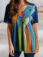 Animal Casual Crew Neck T-Shirts - Noracora